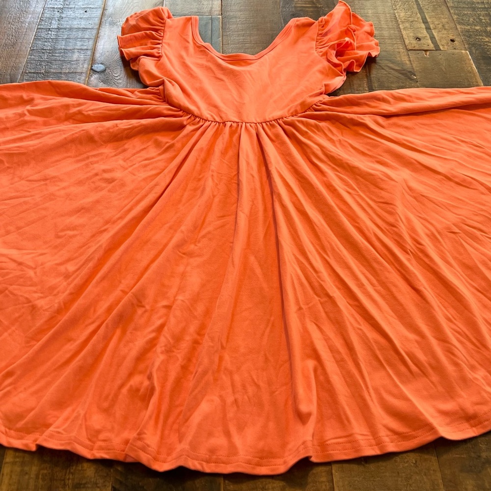 Dot Dot Smile size 3/4, 5/6, 7 or 8/10 girls solid orange Empire twirl dress new
